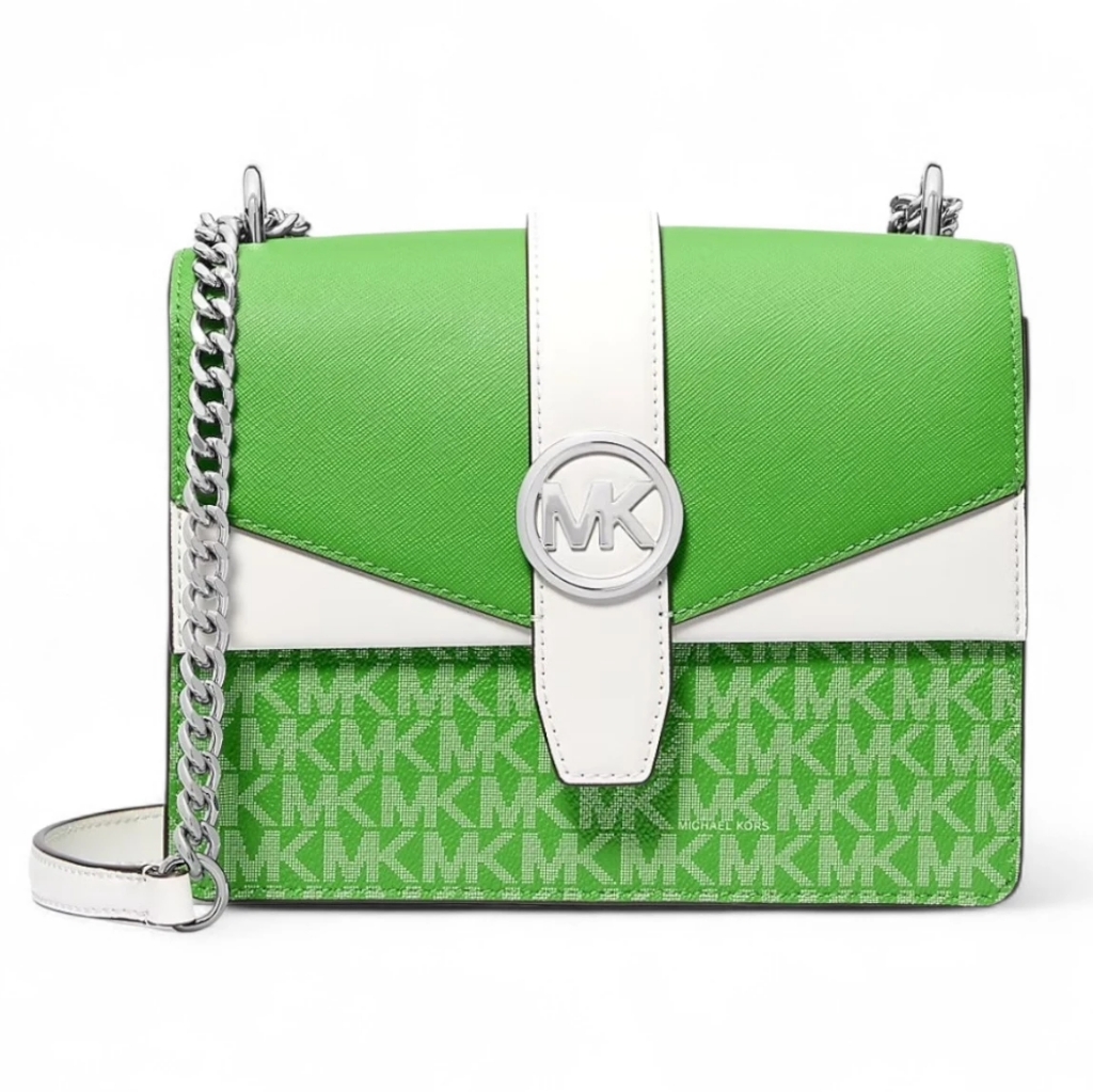 Michael Kors Greenwich Small Color-Block Signature Logo Flap Crossbody Bag